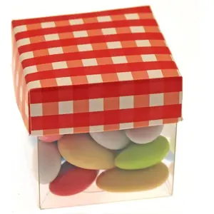 RueDeLaFete Ballotin cube plexi avec Vichy rouge pas cher