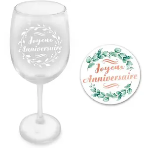 RueDeLaFete Coffret Verre à Vin ET sous-verre rond, Anniversaire pas cher