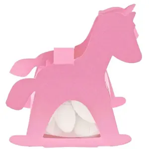 RueDeLaFete Ballotin CHEVAL A BASCULE avec plexi, Rose pastel pas cher