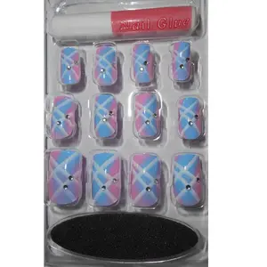 Comparateur de prix : RueDeLaFete Kit Faux Ongles Bleu et Rose