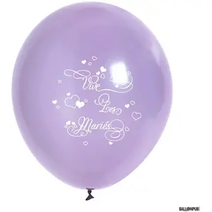 RueDeLaFete Sachet 10 ballons Vive Les Mariés, Lilas pas cher