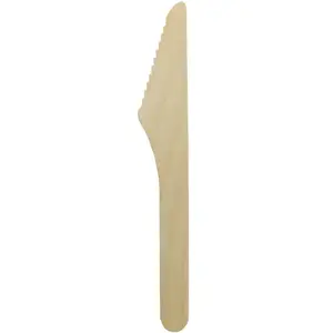 Sachet de 12 COUTEAUX écologiques en Bois 16cm, NaturelVendu parruedelafete