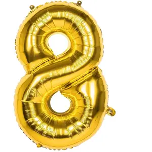 RueDeLaFete Ballon mylar 86cm CHIFFRE 8, OR pas cher
