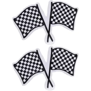 Planche de 2 Vignettes Drapeaux damier double en carton 5x8,5 cmVendu parruedelafete