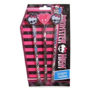 Set 3 crayons avec gomme 3d monster highVendu parfnac