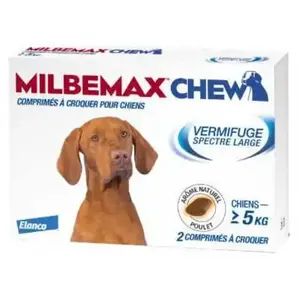 Milbemax Chew Chien 5Kg et Plus 2 Comprimés pas cher