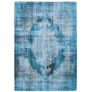 Tapis salon et chambre tissé plat 200x280 cm Bleu pas cher