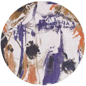 Tapis salon et chambre tissé plat Diam 240 cm Multicolore pas cher