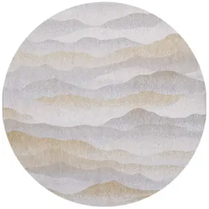 Tapis salon et chambre tissé plat Diam 240 cm Beige pas cher