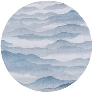 Tapis salon et chambre moderne tissé plat 240x240 cm Bleu pas cher