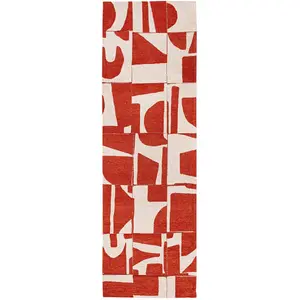 Tapis salon et chambre tissé plat 080x250 cm Rouge
