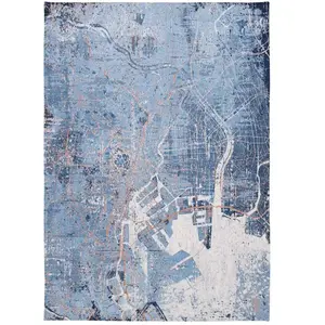 Comparateur de prix : Tapis salon et chambre tissé plat 140x200 cm Bleu