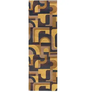 Tapis salon et chambre tissé plat 080x250 cm Jaune pas cher