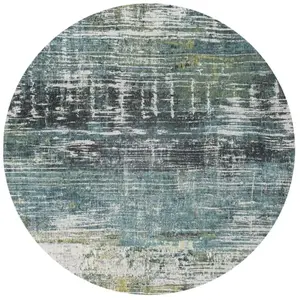 Tapis salon et chambre tissé plat Diam 140 cm Bleu pas cher