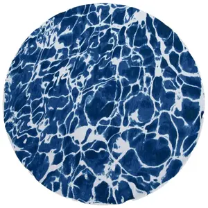 Tapis salon et chambre tissé plat Diam 240 cm Bleu pas cher