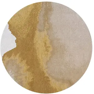 Tapis salon et chambre tissé plat Diam 140 cm Jaune pas cher