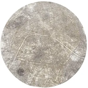 Tapis salon et chambre tissé plat Diam 240 cm Gris pas cher
