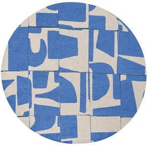 Comparateur de prix : Tapis salon et chambre moderne tissé plat 240x240 cm Bleu