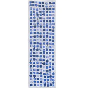 Tapis salon et chambre tissé plat 080x250 cm Bleu pas cher