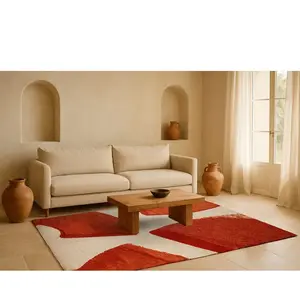 Tapis salon et chambre tissé plat 140x200 cm Rouge pas cher