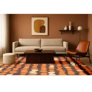Tapis salon et chambre tissé plat 170x240 cm Orange pas cher