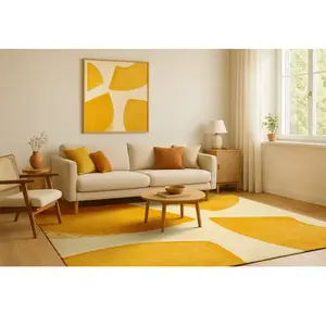 Tapis salon et chambre tissé plat 140x200 cm Jaune pas cher