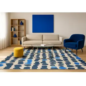 Tapis salon et chambre tissé plat 140x200 cm Bleu pas cher