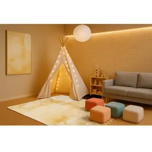 Tapis salon et chambre tissé plat 170x240 cm Jaune pas cher