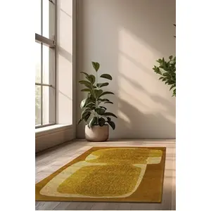 BENEFFITO Tapis Poum Poum Jaune 80x150cm pas cher
