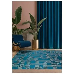 Non communiqué Tapis Beneffito Disco Bleu_vert 140x200cm pas cher