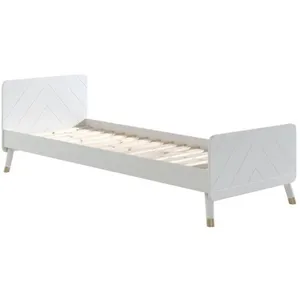 Comparateur de prix : vipack Lit enfant 90x200 cm avec sommier bois blanc satiné Funy