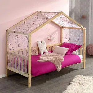Vipack - Lit enfant Cabane & Matelas "dallas Iii" 90x200cm Naturel Beige