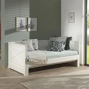 Comparateur de prix : vipack Maisonetstyles Lit Banquette Extensible 90/180x200 Cm Blanc - Pino