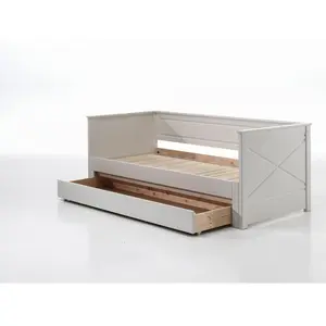 Comparateur de prix : vipack Pack - Lit Capitaine Amovible Enfant & Tiroir Pino 90x200cm Blanc
