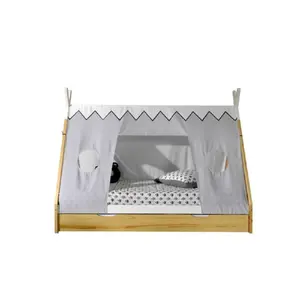 Vipack Lit tipi 90x200 sommier Housse et tiroir Inclus - Bois