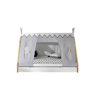 Lit enfant - VIPACK - Lit tipi avec tiroir - Bois massif - Blanc