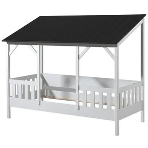 Comparateur de prix : vipack Lit cabane 90x200cm avec toit CASA blanc / noir Taille unique