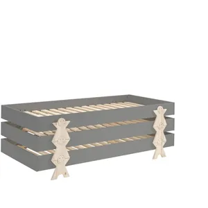 vipack Lit Enfant en Bois Modulo Smiley III 90x200cm Gris
