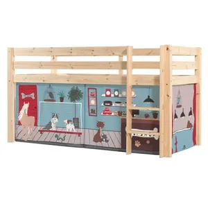 Comparateur de prix : Vipack Lit mezzanine 90x200 cm avec tente animaux pin massif clair Pino