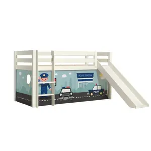 Vipack Lit toboggan 90x200 cm avec tente police pin massif blanc Pino pas cher