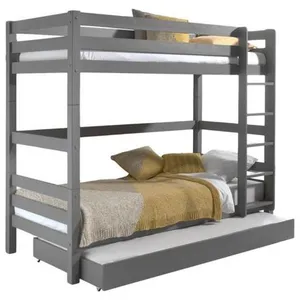 Comparateur de prix : vipack Lit superposé gigogne 90x200 cm avec tiroir pin massif gris Pino H 180 cm