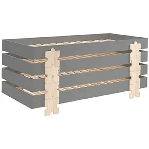 Comparateur de prix : vipack Lit Enfant en Bois Modulo Smiley IV 90x200cm Gris