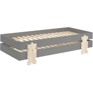 Comparateur de prix : vipack Lit Enfant en Bois Modulo Puzzle II 90x200cm Gris