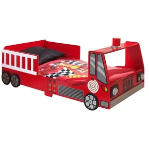Comparateur de prix : vipack Lit junior - Pompier - 70x140cm - MDF - Rouge - Sécurisé avec barrières