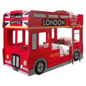 Lit superposé 90x200 Bus Londonien sommier inclus Vipack Car Beds - Rouge