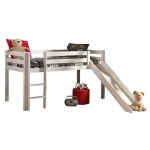 Lit Mi-Hauteur 90x200 avec Toboggan Sommier Inclus Vipack Pino - Blanc