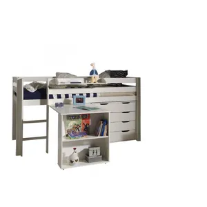 Comparateur de prix : vipack Lit mezzanine Charlotte avec bureau, chiffonnier et étagère - PINO
