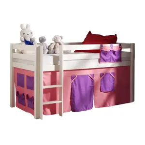 vipack Lit mi-hauteur en pin Blanc WOODY, 9 modèles textile bella Taille Unique pas cher
