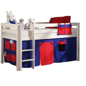 vipack Lit surélevé 90x200 cm avec échelle blanc décor bleu et rouge - PINO pas cher