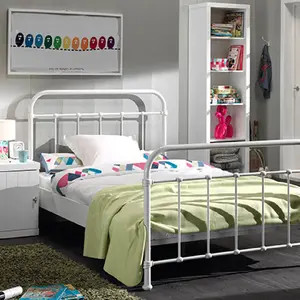 Comparateur de prix : vipack Lit enfant + sommier en métal - Blanc laqué - 120 x 200 cm - NEW YORK